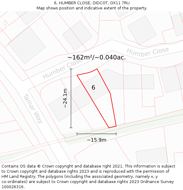 6, HUMBER CLOSE, DIDCOT, OX11 7RU: Plot and title map