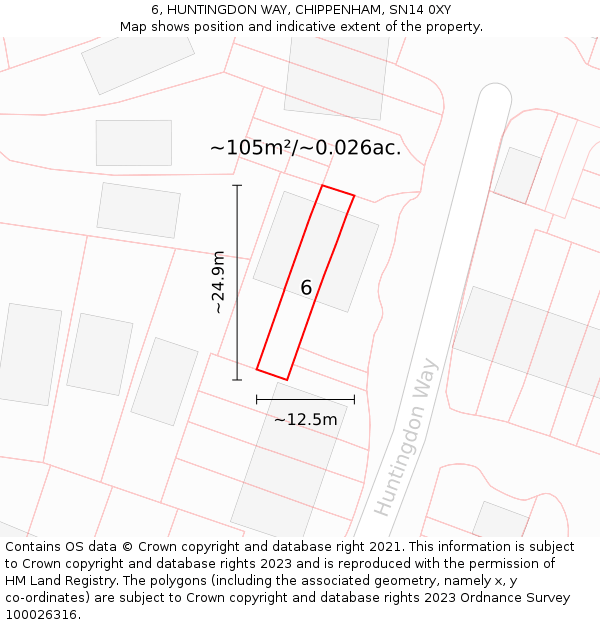 6, HUNTINGDON WAY, CHIPPENHAM, SN14 0XY: Plot and title map