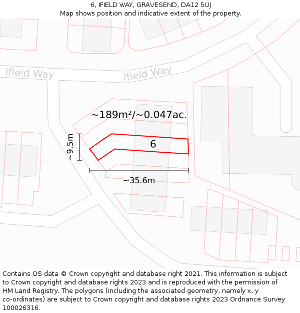6, IFIELD WAY, GRAVESEND, DA12 5UJ: Plot and title map
