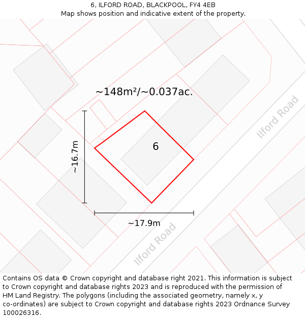 6, ILFORD ROAD, BLACKPOOL, FY4 4EB: Plot and title map