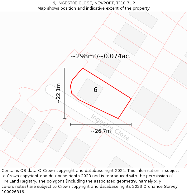 6, INGESTRE CLOSE, NEWPORT, TF10 7UP: Plot and title map