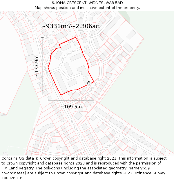 6, IONA CRESCENT, WIDNES, WA8 5AD: Plot and title map