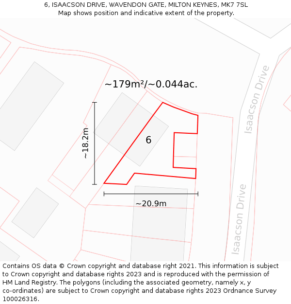6, ISAACSON DRIVE, WAVENDON GATE, MILTON KEYNES, MK7 7SL: Plot and title map