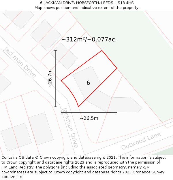 6, JACKMAN DRIVE, HORSFORTH, LEEDS, LS18 4HS: Plot and title map
