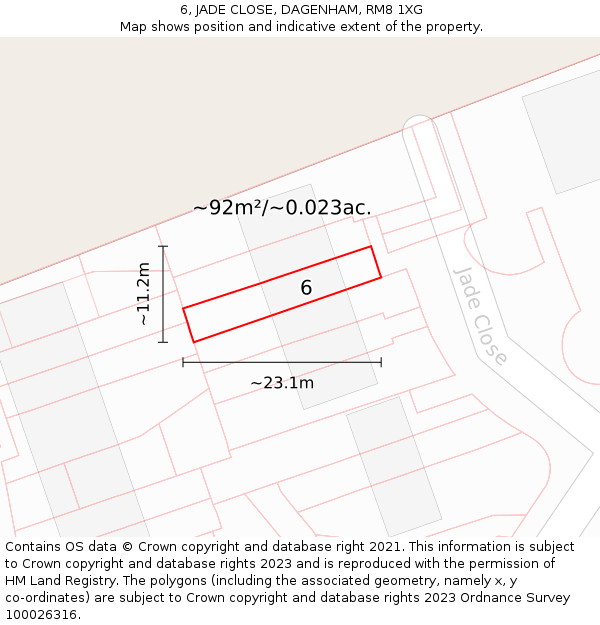 6, JADE CLOSE, DAGENHAM, RM8 1XG: Plot and title map