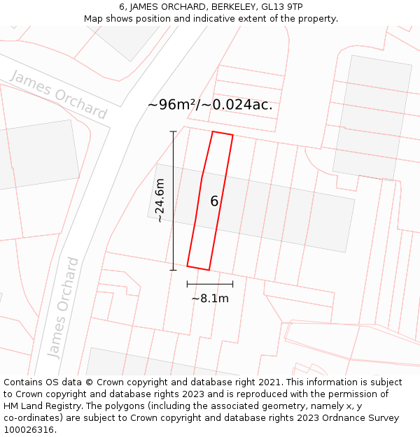 6, JAMES ORCHARD, BERKELEY, GL13 9TP: Plot and title map