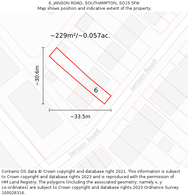6, JANSON ROAD, SOUTHAMPTON, SO15 5FW: Plot and title map