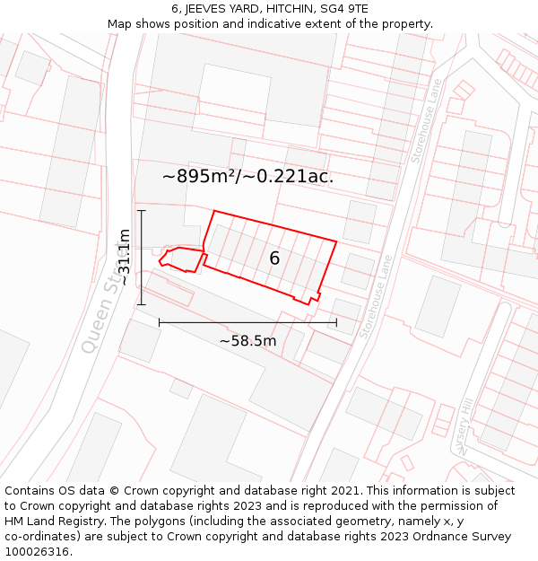 6, JEEVES YARD, HITCHIN, SG4 9TE: Plot and title map