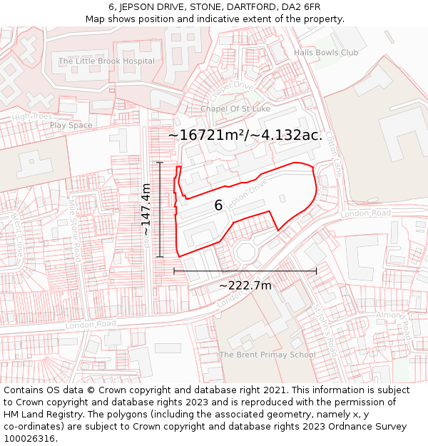 6, JEPSON DRIVE, STONE, DARTFORD, DA2 6FR: Plot and title map