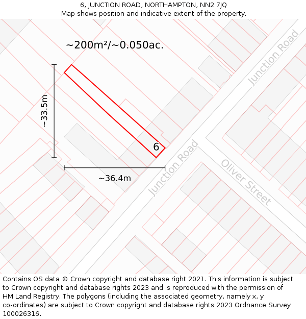 6, JUNCTION ROAD, NORTHAMPTON, NN2 7JQ: Plot and title map