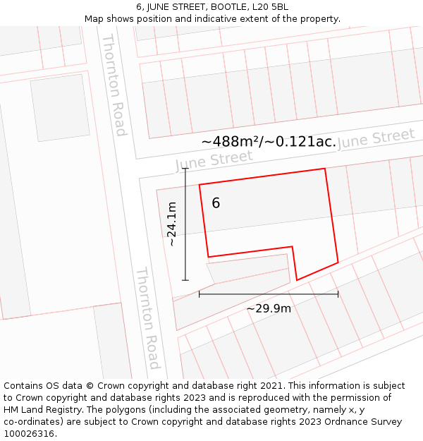 6, JUNE STREET, BOOTLE, L20 5BL: Plot and title map