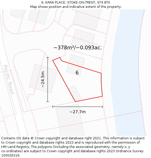 6, KARA PLACE, STOKE-ON-TRENT, ST4 8TX: Plot and title map