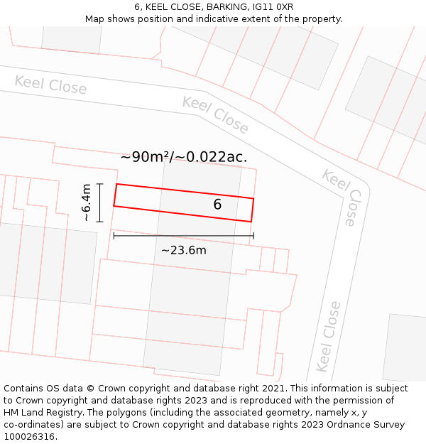 6, KEEL CLOSE, BARKING, IG11 0XR: Plot and title map