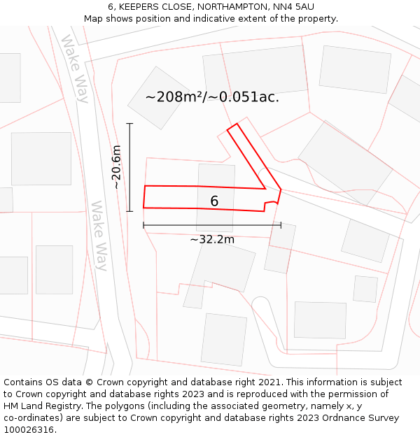 6, KEEPERS CLOSE, NORTHAMPTON, NN4 5AU: Plot and title map