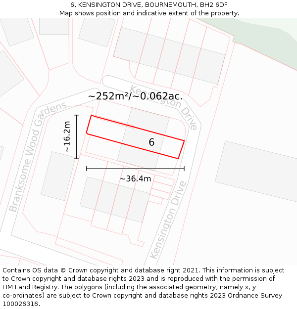 6, KENSINGTON DRIVE, BOURNEMOUTH, BH2 6DF: Plot and title map