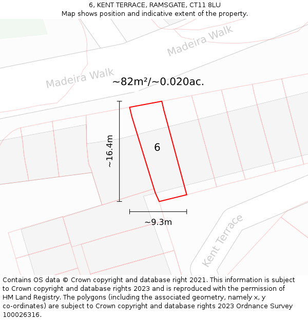 6, KENT TERRACE, RAMSGATE, CT11 8LU: Plot and title map