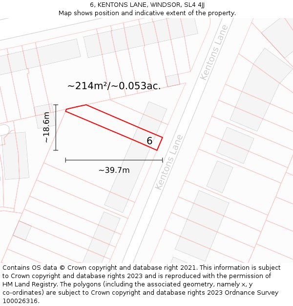 6, KENTONS LANE, WINDSOR, SL4 4JJ: Plot and title map