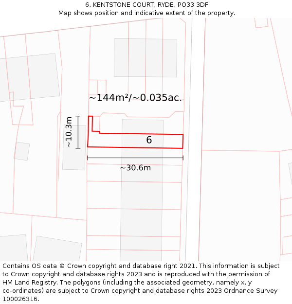 6, KENTSTONE COURT, RYDE, PO33 3DF: Plot and title map