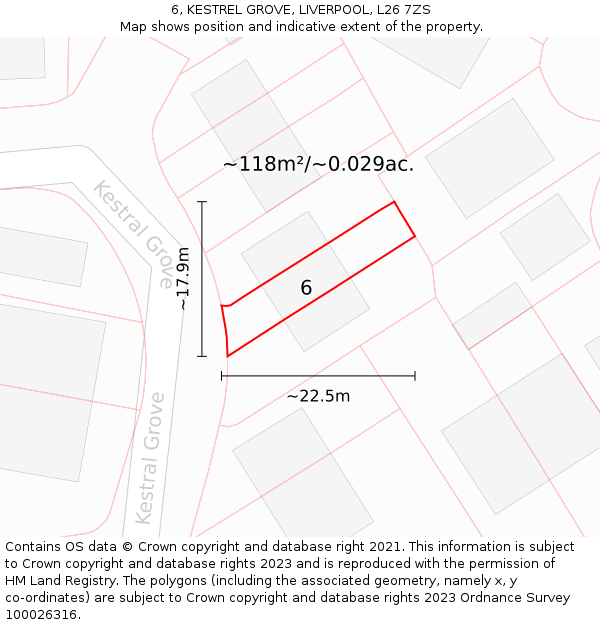 6, KESTREL GROVE, LIVERPOOL, L26 7ZS: Plot and title map