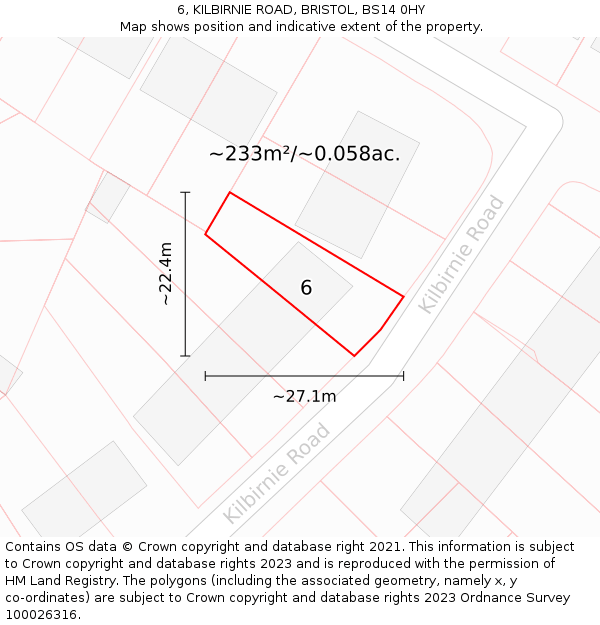6, KILBIRNIE ROAD, BRISTOL, BS14 0HY: Plot and title map