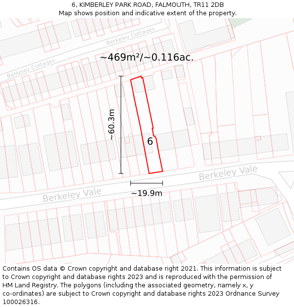 6, KIMBERLEY PARK ROAD, FALMOUTH, TR11 2DB: Plot and title map