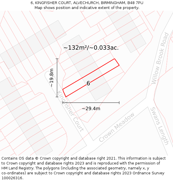 6, KINGFISHER COURT, ALVECHURCH, BIRMINGHAM, B48 7PU: Plot and title map