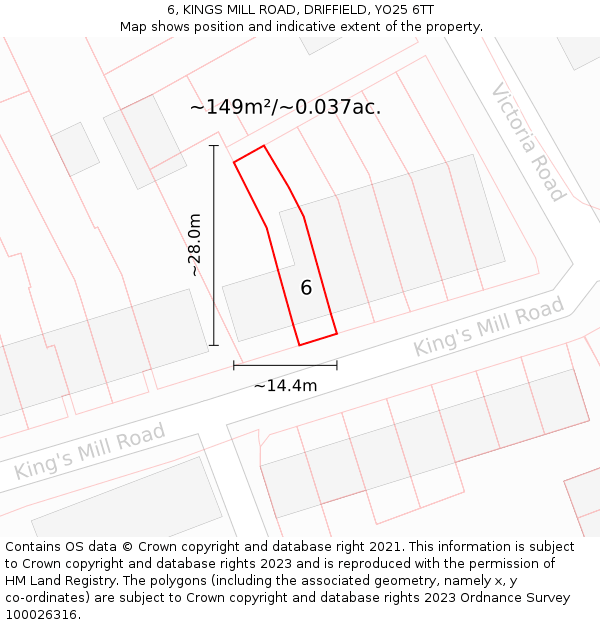 6, KINGS MILL ROAD, DRIFFIELD, YO25 6TT: Plot and title map