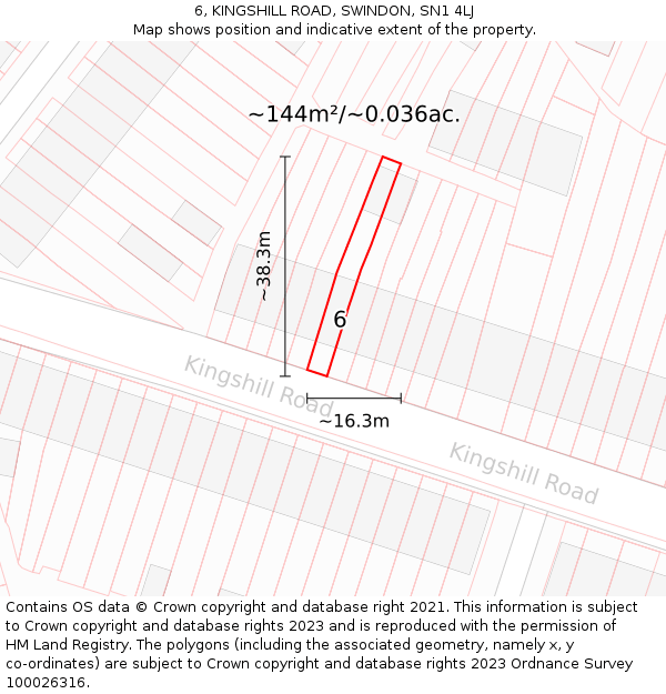 6, KINGSHILL ROAD, SWINDON, SN1 4LJ: Plot and title map