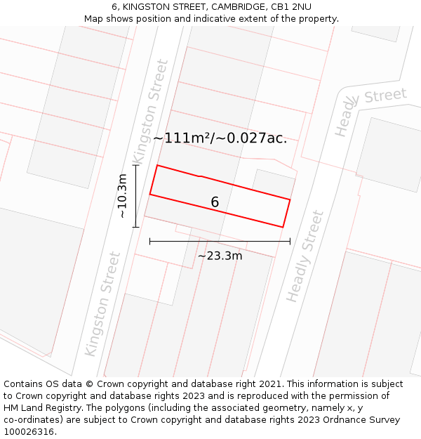 6, KINGSTON STREET, CAMBRIDGE, CB1 2NU: Plot and title map