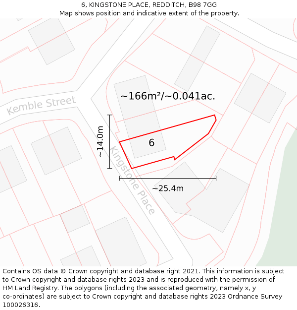 6, KINGSTONE PLACE, REDDITCH, B98 7GG: Plot and title map