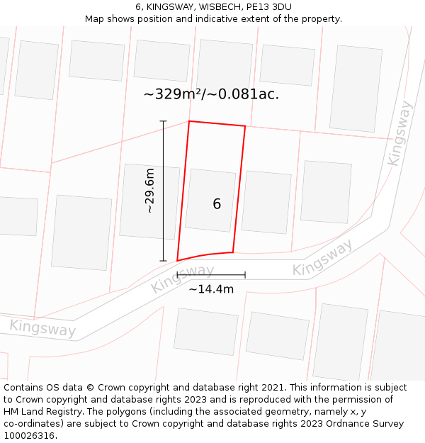 6, KINGSWAY, WISBECH, PE13 3DU: Plot and title map