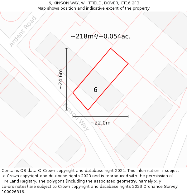 6, KINSON WAY, WHITFIELD, DOVER, CT16 2FB: Plot and title map