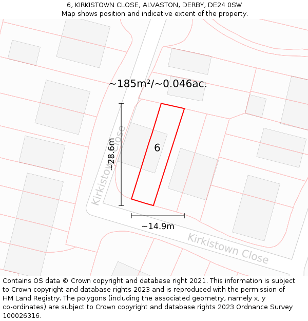 6, KIRKISTOWN CLOSE, ALVASTON, DERBY, DE24 0SW: Plot and title map