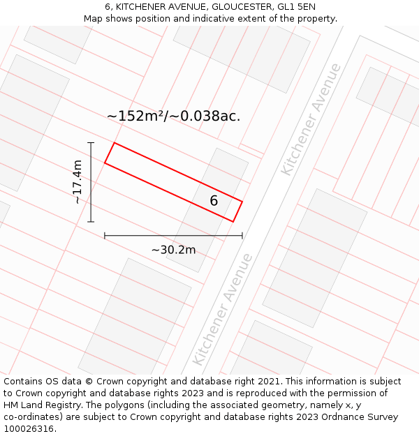 6, KITCHENER AVENUE, GLOUCESTER, GL1 5EN: Plot and title map