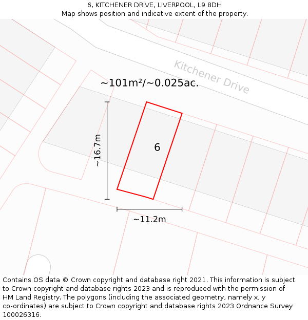 6, KITCHENER DRIVE, LIVERPOOL, L9 8DH: Plot and title map