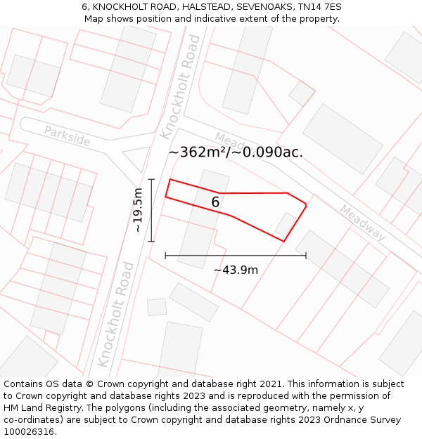 6, KNOCKHOLT ROAD, HALSTEAD, SEVENOAKS, TN14 7ES: Plot and title map