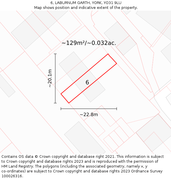 6, LABURNUM GARTH, YORK, YO31 9LU: Plot and title map