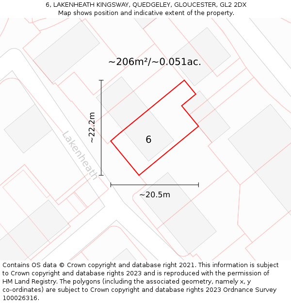 6, LAKENHEATH KINGSWAY, QUEDGELEY, GLOUCESTER, GL2 2DX: Plot and title map