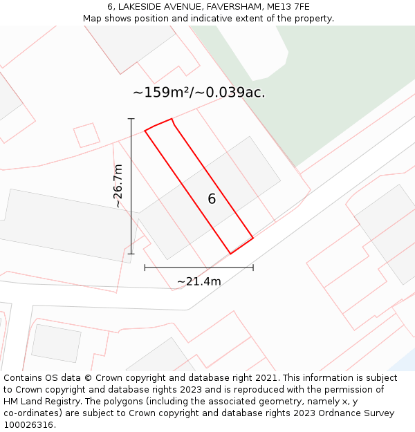 6, LAKESIDE AVENUE, FAVERSHAM, ME13 7FE: Plot and title map