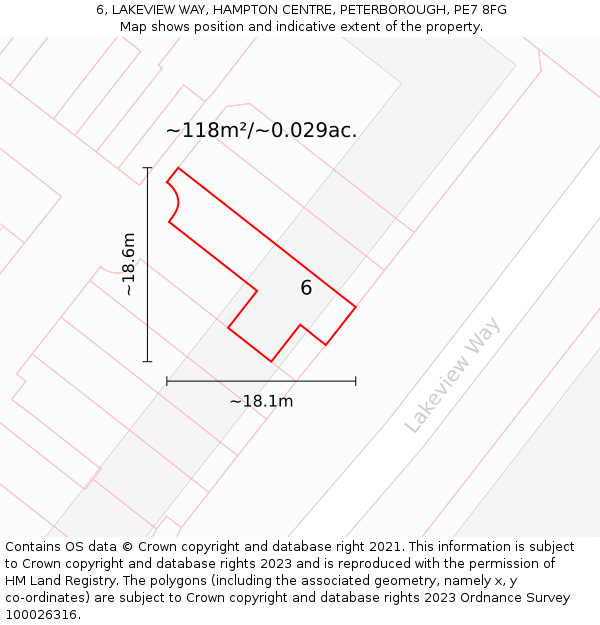6, LAKEVIEW WAY, HAMPTON CENTRE, PETERBOROUGH, PE7 8FG: Plot and title map