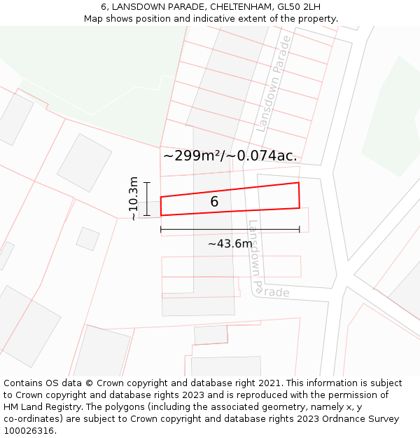 6, LANSDOWN PARADE, CHELTENHAM, GL50 2LH: Plot and title map