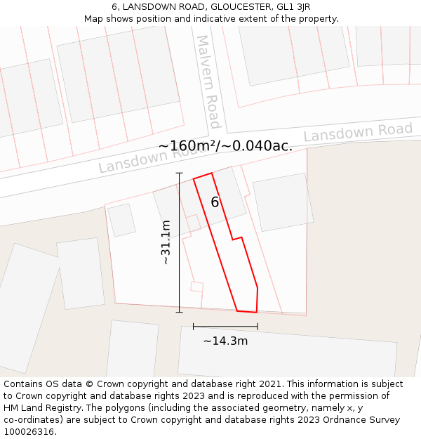 6, LANSDOWN ROAD, GLOUCESTER, GL1 3JR: Plot and title map