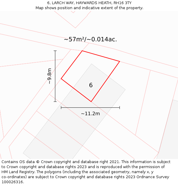 6, LARCH WAY, HAYWARDS HEATH, RH16 3TY: Plot and title map