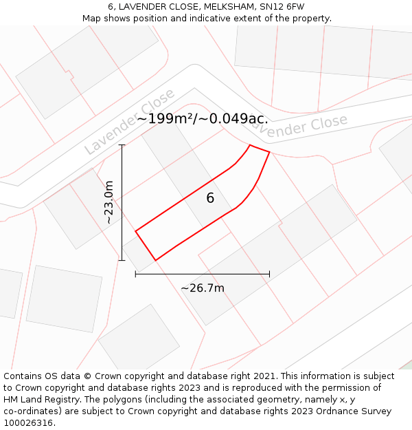 6, LAVENDER CLOSE, MELKSHAM, SN12 6FW: Plot and title map