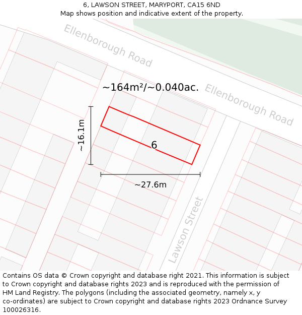 6, LAWSON STREET, MARYPORT, CA15 6ND: Plot and title map
