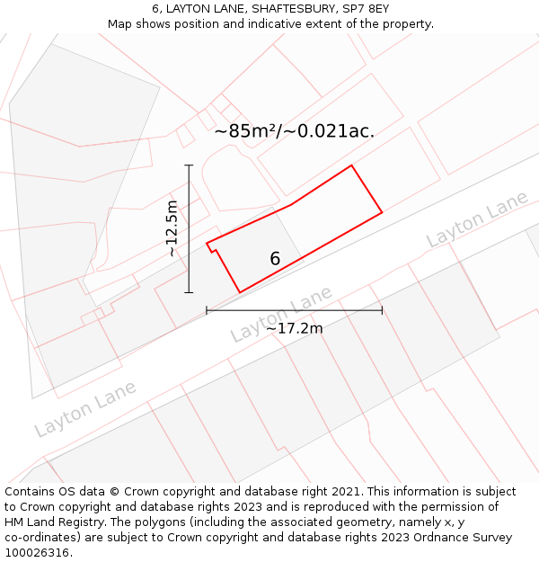6, LAYTON LANE, SHAFTESBURY, SP7 8EY: Plot and title map