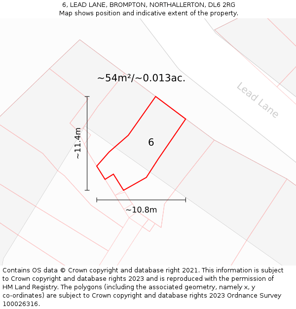 6, LEAD LANE, BROMPTON, NORTHALLERTON, DL6 2RG: Plot and title map