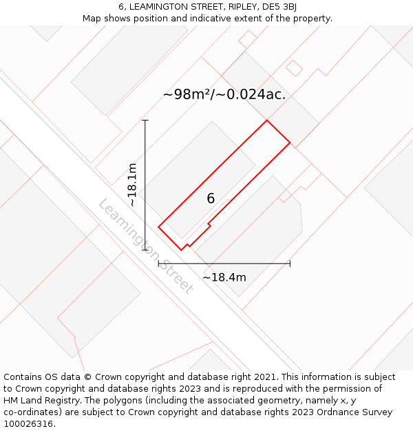 6, LEAMINGTON STREET, RIPLEY, DE5 3BJ: Plot and title map
