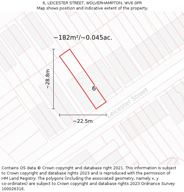 6, LEICESTER STREET, WOLVERHAMPTON, WV6 0PR: Plot and title map