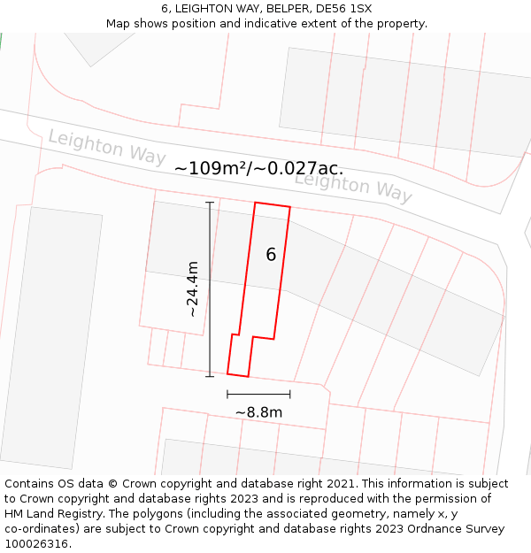 6, LEIGHTON WAY, BELPER, DE56 1SX: Plot and title map